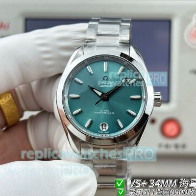 VS+ Factory Swiss Replica Omega Seamaster Aqua Terra 150M Turquoise Dial SS Watch 